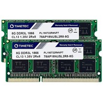 Timetec 16GB KIT(2x8GB) DDR3L DDR3 1866MHz PC3L 14900 PC3 Non ECC 언버퍼드 1.35V 1.5V CL13 2Rx8 듀얼 랭크 20