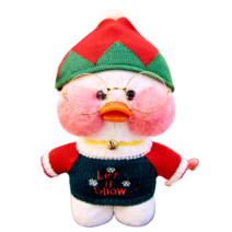 PKTOYS DIY 귀여운 오가닉 애착 오리 인형 봉제 갸우뚱 인형옷 크리스마스 여자 친구 선물, 흰오리[산지모자+맞춤복], 30센티