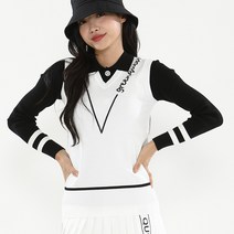 간절기 여성골프의류 브이라인 니트조끼 브이넥 니트
