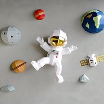 우주인 행성 세트 쉬운종이접기 페이퍼 토이 크래프트 도안 수업 종이인형 2평 방꾸미기 벽인테리어, 우주 비행사+행성들