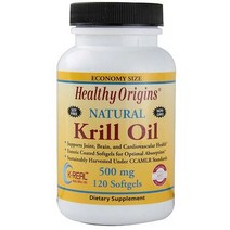헬시오리진스 내추럴 크릴 오일 500mg 소프트젤 글루텐 프리, 120개입, 1개