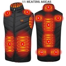 발열 조끼 난방 재킷 usb 스위치 2-11 영역 가열 조끼 전기, 블랙 11 히트 에어리어, l