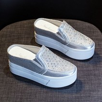 8cm 플랫폼 웨지 스니커즈 여성 신발
