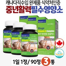 필수영양소 Vitamin B Complex 캐나다 직수입 완제품 비타민비 메가도스 판토텐산 비오틴 식약처인증 에너지 서포트 비타민B컴플렉스 30대 40대 50대 남자 남성