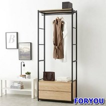ForU71 스토리홈 리코 드레스룸 서랍장 2단 수납장 장롱 선반 행거, 애쉬, 상세페이지 참조