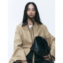 마시모뚜띠 -콘트라스트 칼라가 있는 면 혼방 파카 봄 가을 베이지