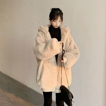 퍼코트 양털 재킷 여성 겨울 렉스 2022 따듯한 후드 코트