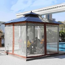 농막 파빌리온 조립식 정자 만들기 원두막 펜션 천막, 3.0x3.0m  4기둥 파빌리온  커튼