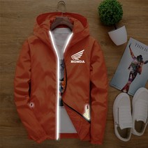 야마하바람막이 혼다 바람막이 오토바이 바이크 자켓 후드집업 빅사이즈 빛반사, 오렌지 혼다