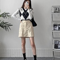 코듀로이 안감 내장 스티치 미니 스커트