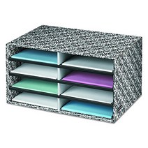 Bankers Box Decorative Eight Compartment Literature Sorter Letter Black/White Brocade (6171301), 1