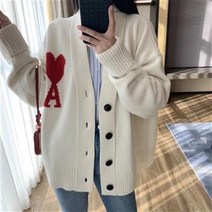 야구선수목걸이 야구목걸이 INBOX 어 스타일 수 놓은 스웨터 여성 패션 캐주얼 가디건 숙녀 느슨한 긴 소매, 01 white