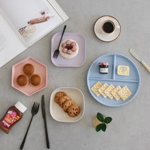 체리하우스 에타홈 체리하우스 바이오 PP 컬러 접시 4type 4color, 육각(블루), 단일옵션