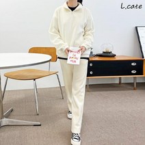 엘케이트 여성 셋업 LDM496 여자 기모 반집업 골덴 와이드 세트검정 브라운 민트 아이보리 색 여성의류 여자의류 여성바지 여자바지 조거바지 긴바지 밴딩바지