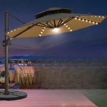 대형 파라솔 2층 사각 야외 테라스 횡단보도 옥상 폴딩 그늘막 태양광 LED 램프, C