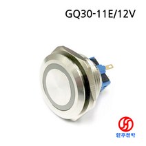 ONPOW 30파이 방수 메탈LED푸쉬버튼스위치 GQ30-11E-B/12V CE인증 HJ-02211, 걸림(LOCK)