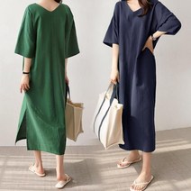 보리맘 V베이직 반팔 원피스 리넨 오피스 롱원피스 만삭 직장인 임부복 WM303