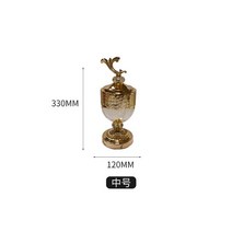 대형 유리 화병 절묘한 유리 키가 큰 사탕 항아리 금속 꽃병 배열 할로우 아트 보석 화장품 식품 저장 상, 02 M