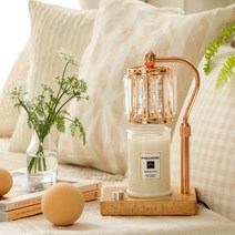 캔들백화점 엘사우드 캔들워머+천연 소이 캔들 세트, 엘사우드 (로즈골드), 라임바질&만다린, 750g