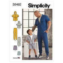 Simplicity 남성 및 아동용 트랙수트 바느질 패턴 키트 코드 S9482 사이즈 어린이 XS L 성인용 XL 멀티컬러 미국직송