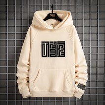 HOOD CREW 남성 패션 트렌드 고대 관인 날염 맨투맨 후드 코트