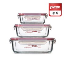 코렐 파이렉스 계량 4면밀폐 직사각 글라스 용기 3종, 단품