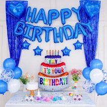 연지마켓 생일풍선 생일파티용품 세트, 캔들 블루A