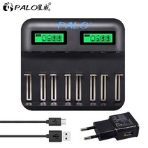 PALO-C D 사이즈 배터리 충전기 1.2V Ni-MH AA AAA 스마트 C R20 Nimh 충전식 9V 다중 사용, [05] With car charger, [01] 미국