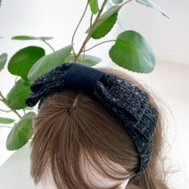 핸드메이드 블랙 미들 프렌치 와이드 더블리본 헤어밴드 머리띠 02