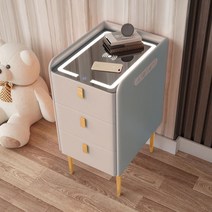 침대 협탁 핸드폰 무선충전 터치 LED 30cm 모던 우드, 회색30 터치라이트/무선 충전기/듀얼USB