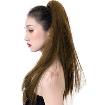 가발위드 스트레이트 세발 집게형 포니테일, 골드브라운