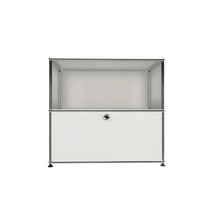 USM 우드 판넬 철제 수납장 1x2 화이트 하단 도어, 그라데이션 블루