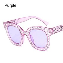 2022 다이아몬드 크리스탈 라인석 프레임 오버사이즈 선글라스 UV 보호 스퀘어 여성용, 06 Purple