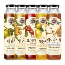 CJ 백설 리얼청 5종 모음 [매실/생강/오미자/레몬/배도라지청], 상세설명 참조, 09. 오미자청 2개 + 생강청 1개