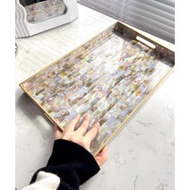 자개 무늬 쟁반 트레이 과일쟁반 직사각형, 01. 화이트