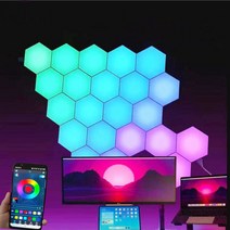 아크릴무드등 터치 센서 LED 야간 조명 민감한 육각형 양자 램프 모듈식 육각형 창의적인 장식 벽 1-24 PCs, 21.Touch RGB - 24 PCS Full Set