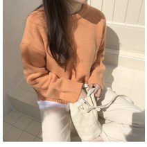 돌돌이니트 겨울 가을 캔디 러블리 큐트 보라색 이너 풀오버 후드 긴 소매 와이드 루즈핏 핏아우터 라운드넥 2655506761