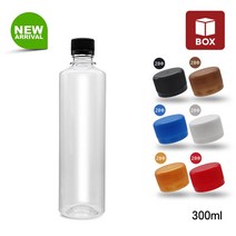 (1BOX 200개) 페트병 일자페트 300ml 신형 음료 생수병 플라스틱 공병, (1BOX 200개) 기본캡 블랙