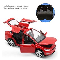 독일 직구 Tesla X 90용 EisEyen 자동차 모델 1:32 어린이 선물용 풀백 기능이 있는 장난감 자동차로 소리와 빛이 있는 자동차 누워 링-17675, 빨간색