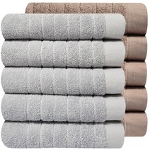 호텔수건 스트라이프 200g, 10장 라이트그레이+너트브라운