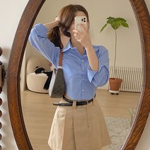 블랙홀제이 여성용 헤리 크롭 셔츠 블라우스