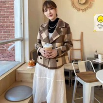 더블코트패션 체크 모직코트 여성 고급 스타일리쉬 간지나는 2022 봄 타입 4098885379