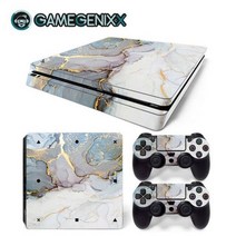 GAMEGENIXX 스킨 스티커 대리석 질감 비닐 랩 커버 풀 세트 PS4 슬림 콘솔 및 2 컨트롤러, PS4Slim-6579