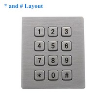 메탈키패드12 키 스테인레스 스틸 금속 방수 산업용 IP65 3x4 키오스크 숫자 키패드, 한개옵션2, 01 Star and Hash Layout, 04 RS232 Interface