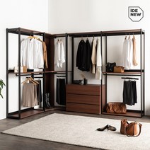 아이데뉴 터치 드레스룸 코너세트 280X180cm 3단서랍 행거, 오크화이트콤비