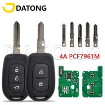 자동차 스마트 키 부품 교체 스마트키 설치 Datong 세계 원격 르노 Clio4 Sandero Maer3 심볼 Trafic Dacia Logan Lod Dokker Duer 4A, 3 버튼+Blade 2