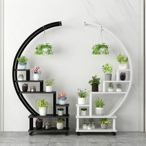 원형 화분 선반 식물 다육이 받침대 진열대 정리대 거치대, C. 블랙+화이트 화분선반(일반형)