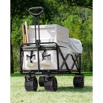 광폭 타이어 캠핑 카트 대형 접이식 웨건 애견 폴딩 손수레 상판 테이블, 브라운+상판테이블