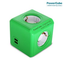 컬러파워큐브 오리지널 4구 USB 디자인 멀티탭, 그린컬러