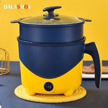 전기냄비 자취용 1-2 인용 냄비 싱글/더블 레이어 미니 1.8L 전기쿠커, 220V, EU, Green Double Layer